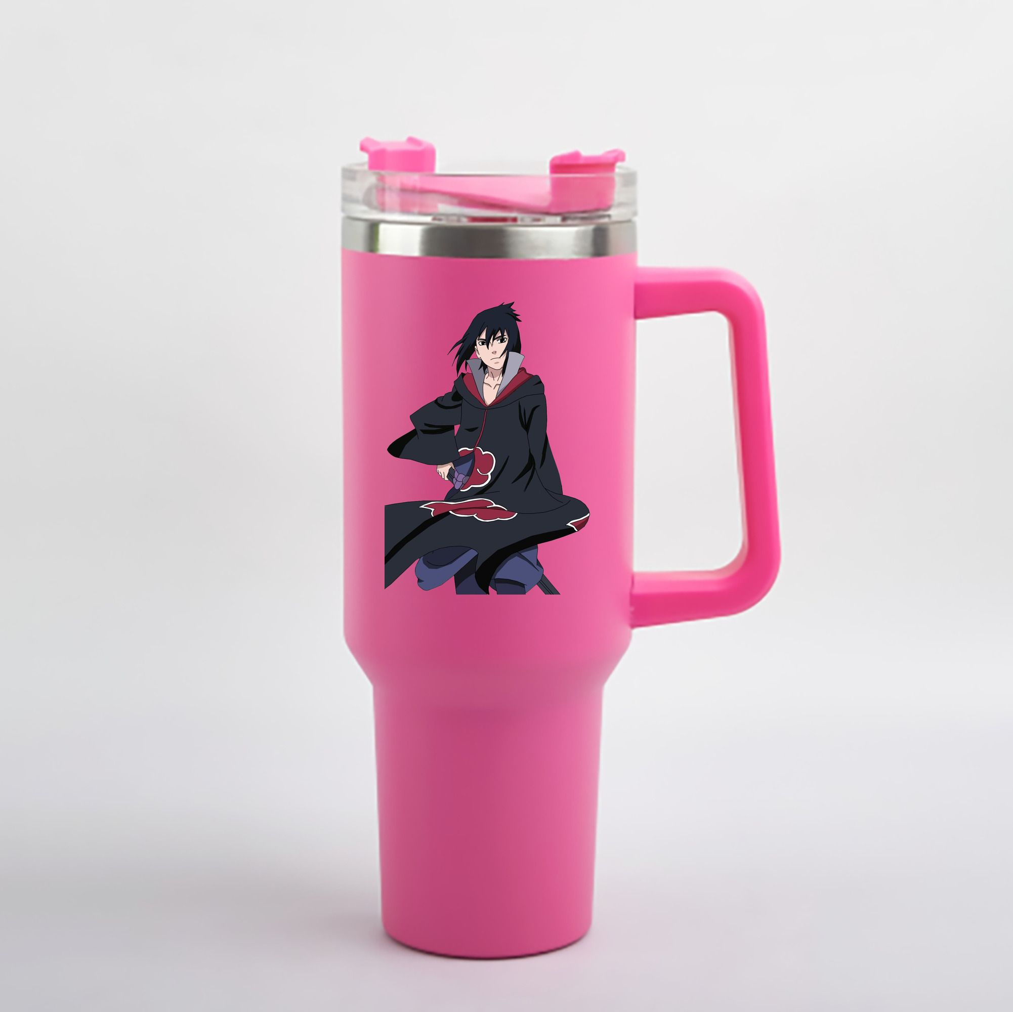 （画像用） NARUTO -ナルト- うちは サスケ Uchiha Sasuke 1200mL車用タンブラー - クリスタルステッカー（プラスチックストロー付き）
